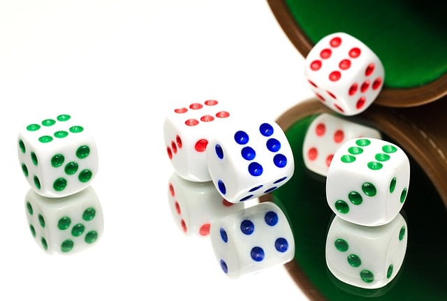 multi colored dice picture